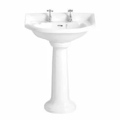 Heritage Bathrooms Heritage - Dorchester Standard Basin & Tall Pedestal - Various Tap Hole Options