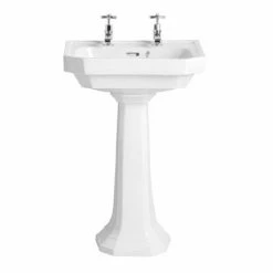 Heritage Bathrooms Heritage - Granley Deco 55cm 2TH Basin & Tall Pedestal